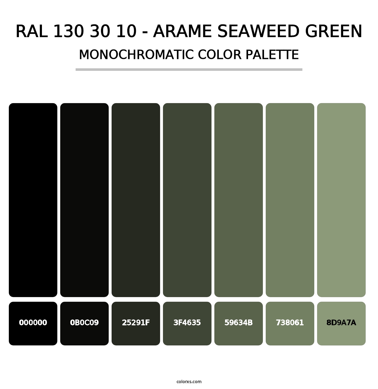 RAL 130 30 10 - Arame Seaweed Green - Monochromatic Color Palette