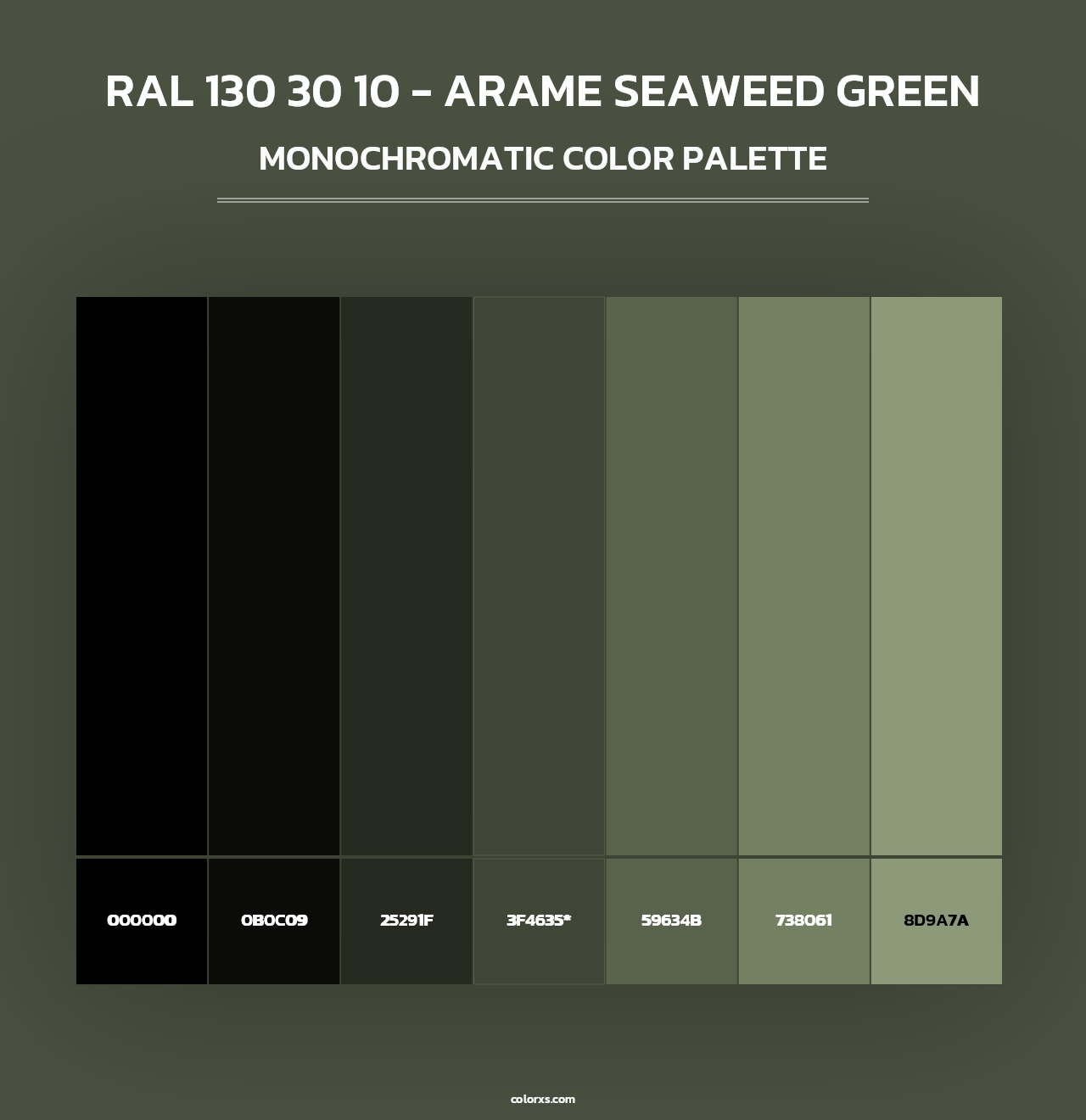 RAL 130 30 10 - Arame Seaweed Green - Monochromatic Color Palette