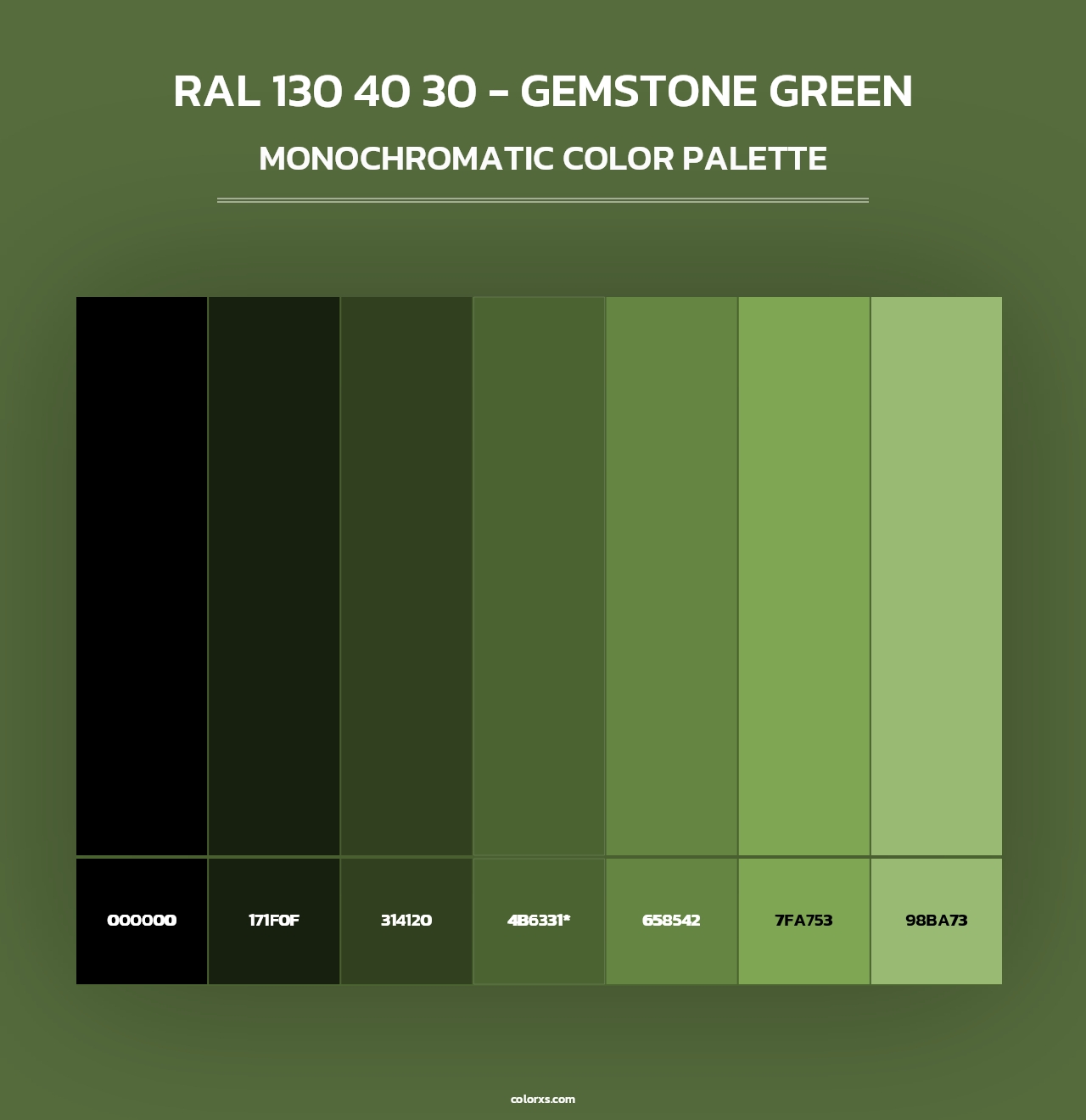 RAL 130 40 30 - Gemstone Green - Monochromatic Color Palette