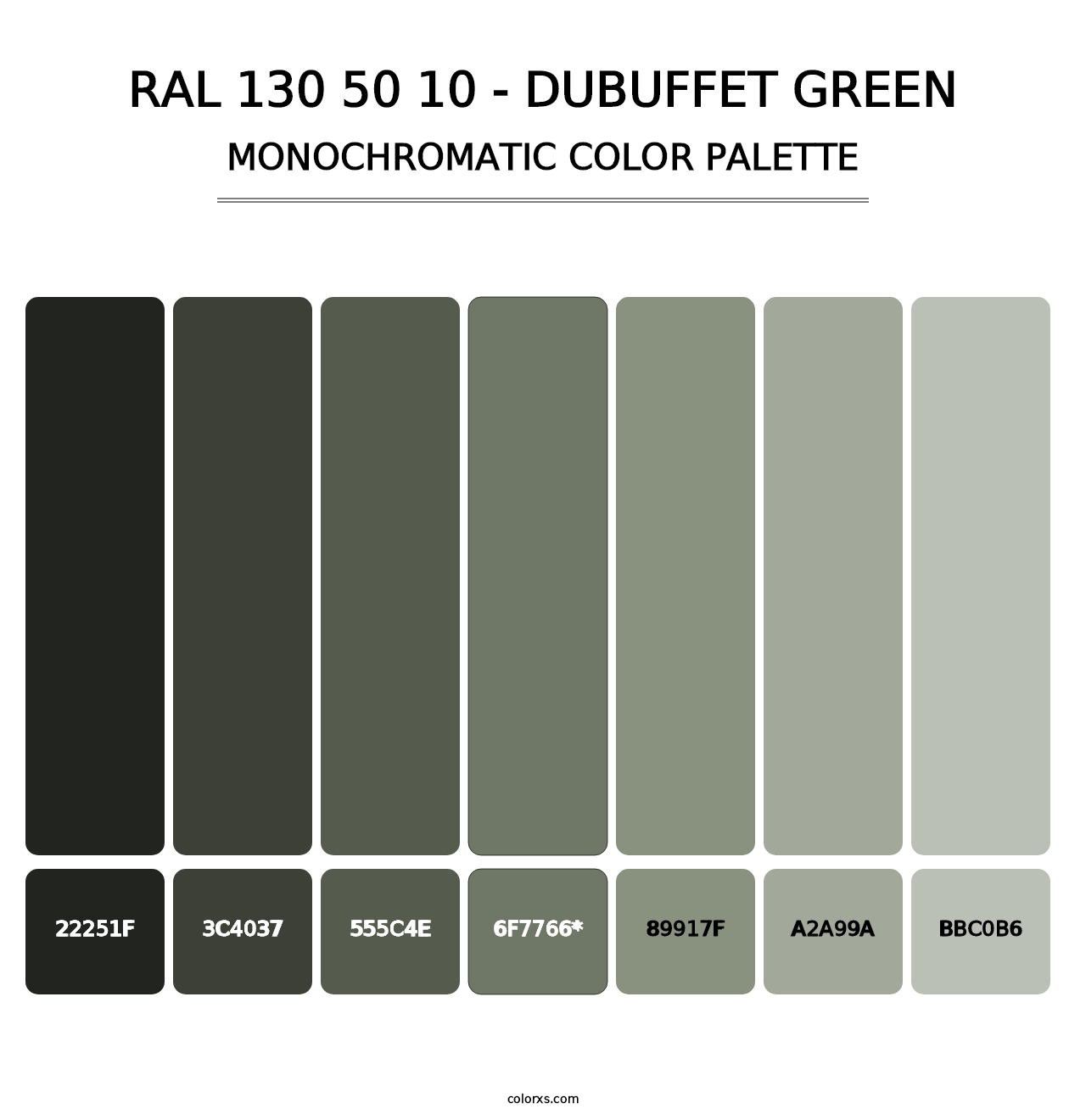 RAL 130 50 10 - Dubuffet Green - Monochromatic Color Palette