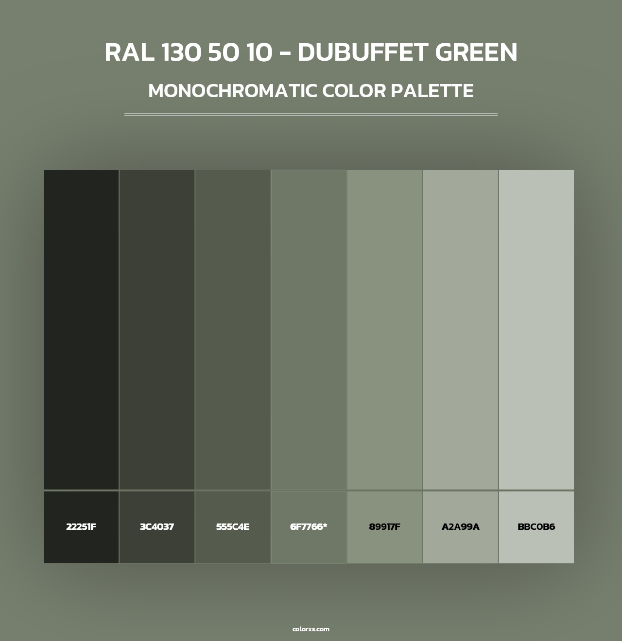 RAL 130 50 10 - Dubuffet Green - Monochromatic Color Palette