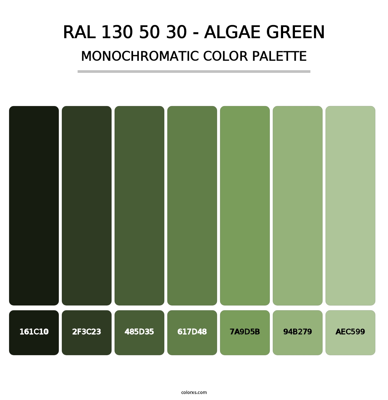 RAL 130 50 30 - Algae Green - Monochromatic Color Palette