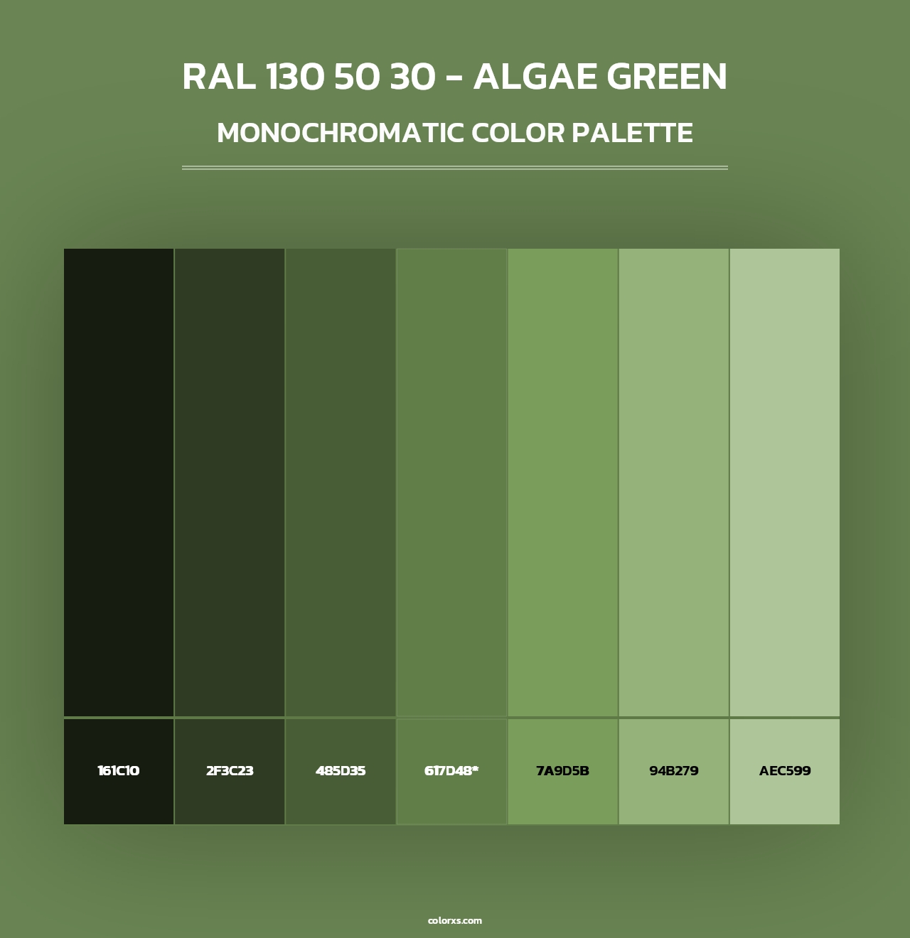 RAL 130 50 30 - Algae Green - Monochromatic Color Palette