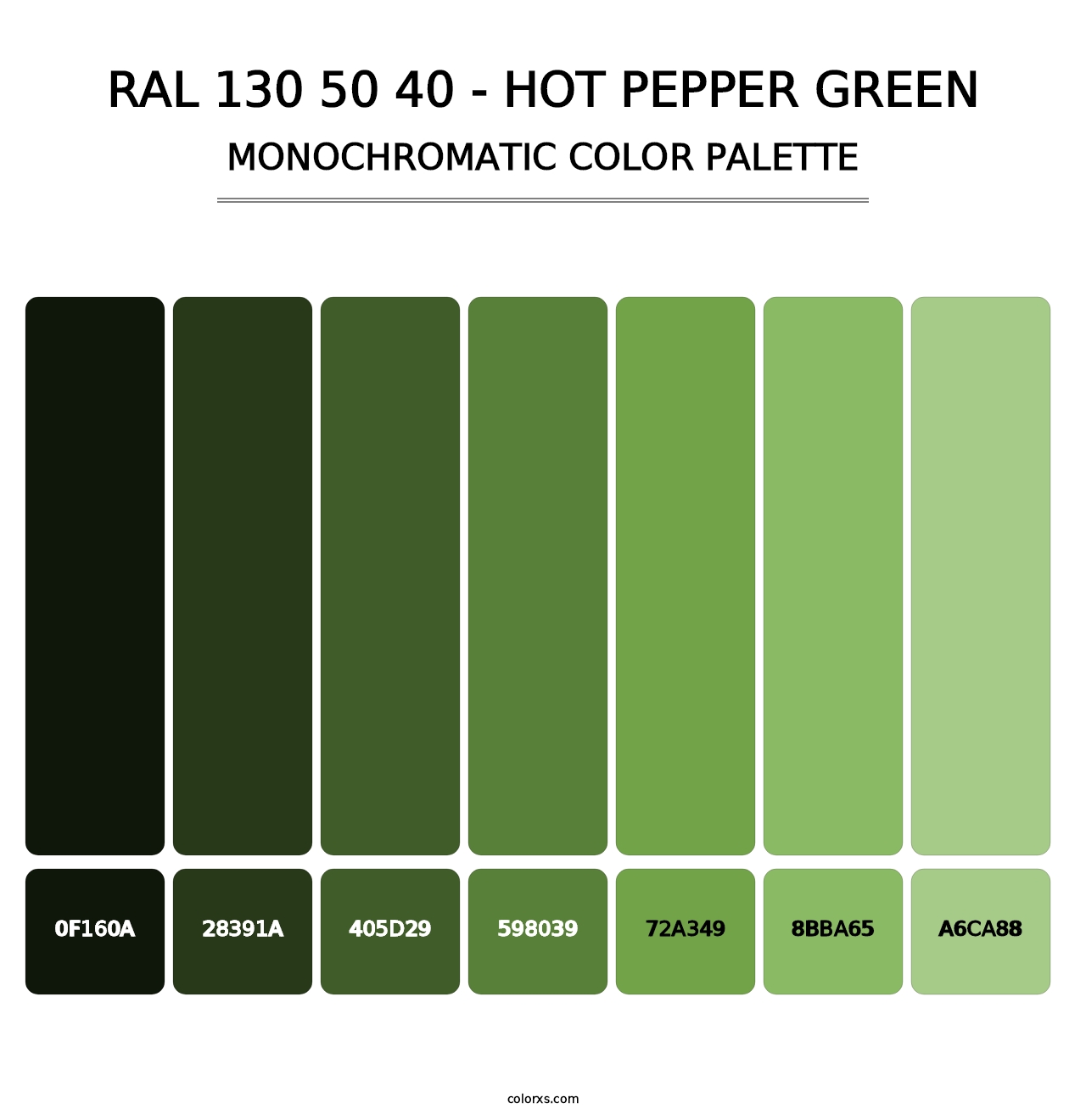 RAL 130 50 40 - Hot Pepper Green - Monochromatic Color Palette