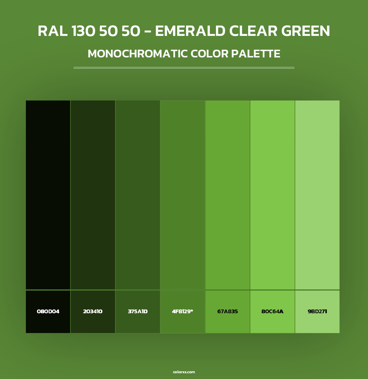 RAL 130 50 50 - Emerald Clear Green - Monochromatic Color Palette