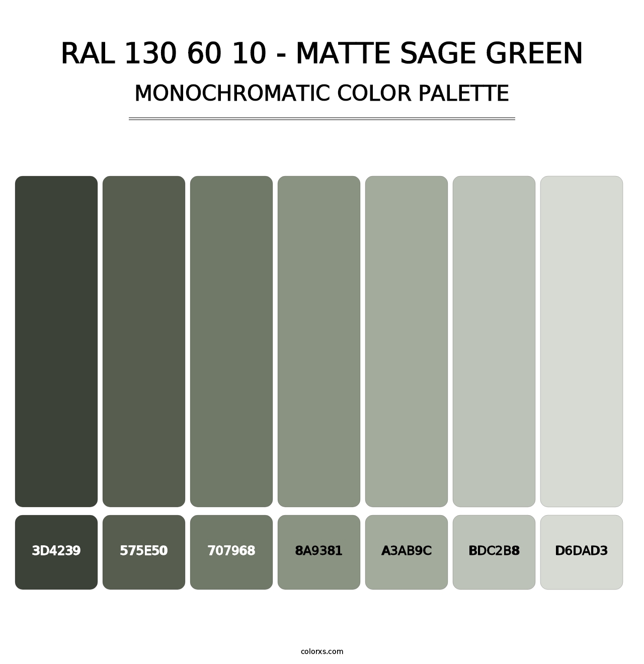 RAL 130 60 10 - Matte Sage Green - Monochromatic Color Palette