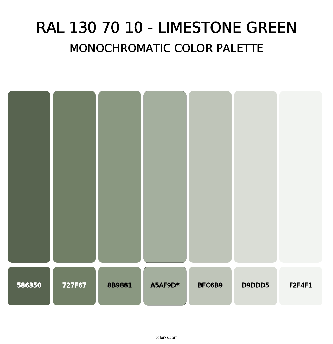 RAL 130 70 10 - Limestone Green - Monochromatic Color Palette