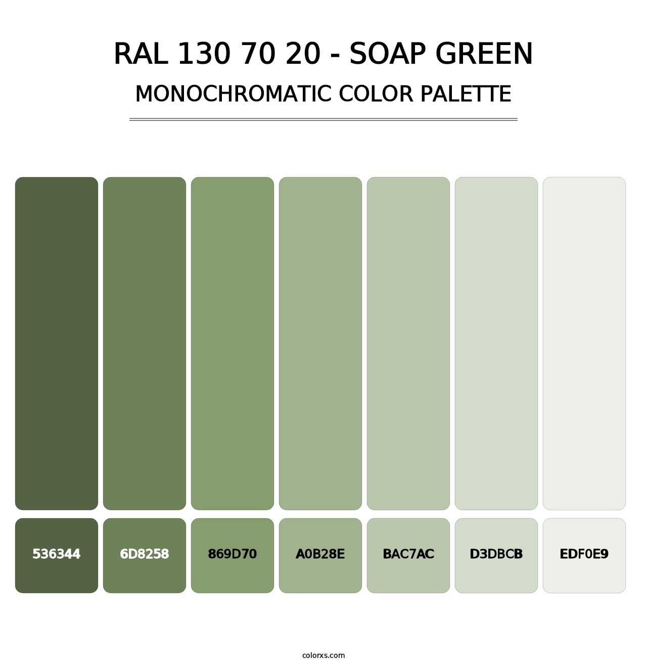 RAL 130 70 20 - Soap Green - Monochromatic Color Palette