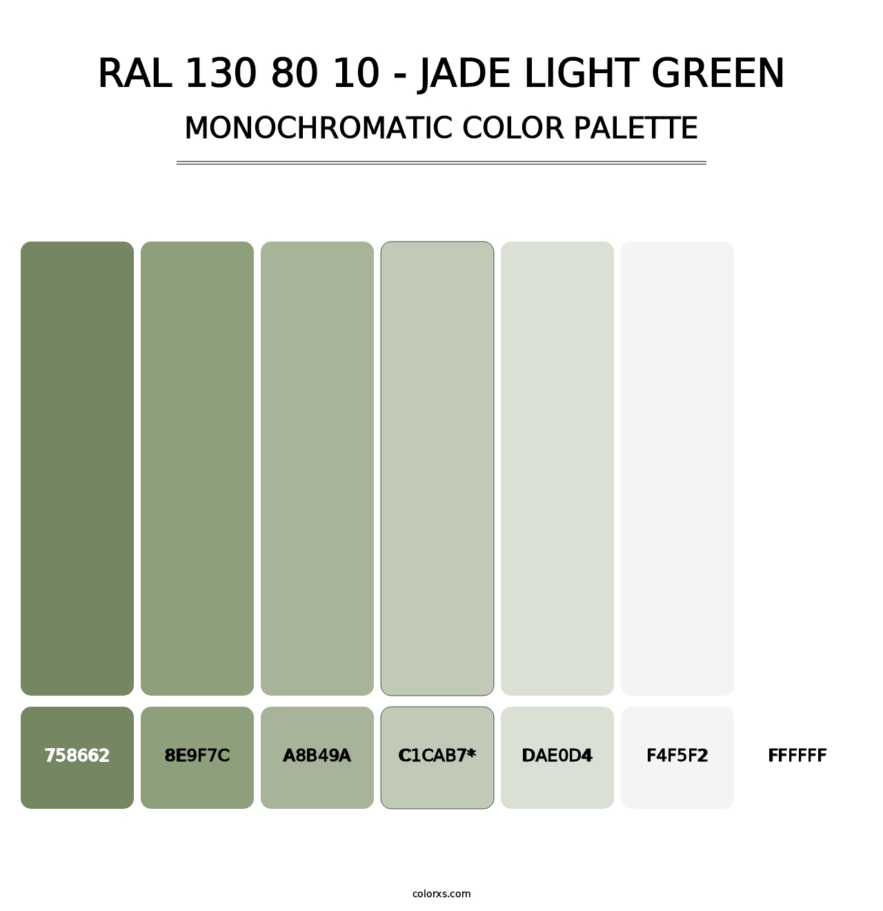 RAL 130 80 10 - Jade Light Green - Monochromatic Color Palette