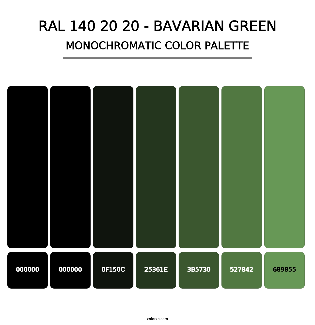 RAL 140 20 20 - Bavarian Green - Monochromatic Color Palette