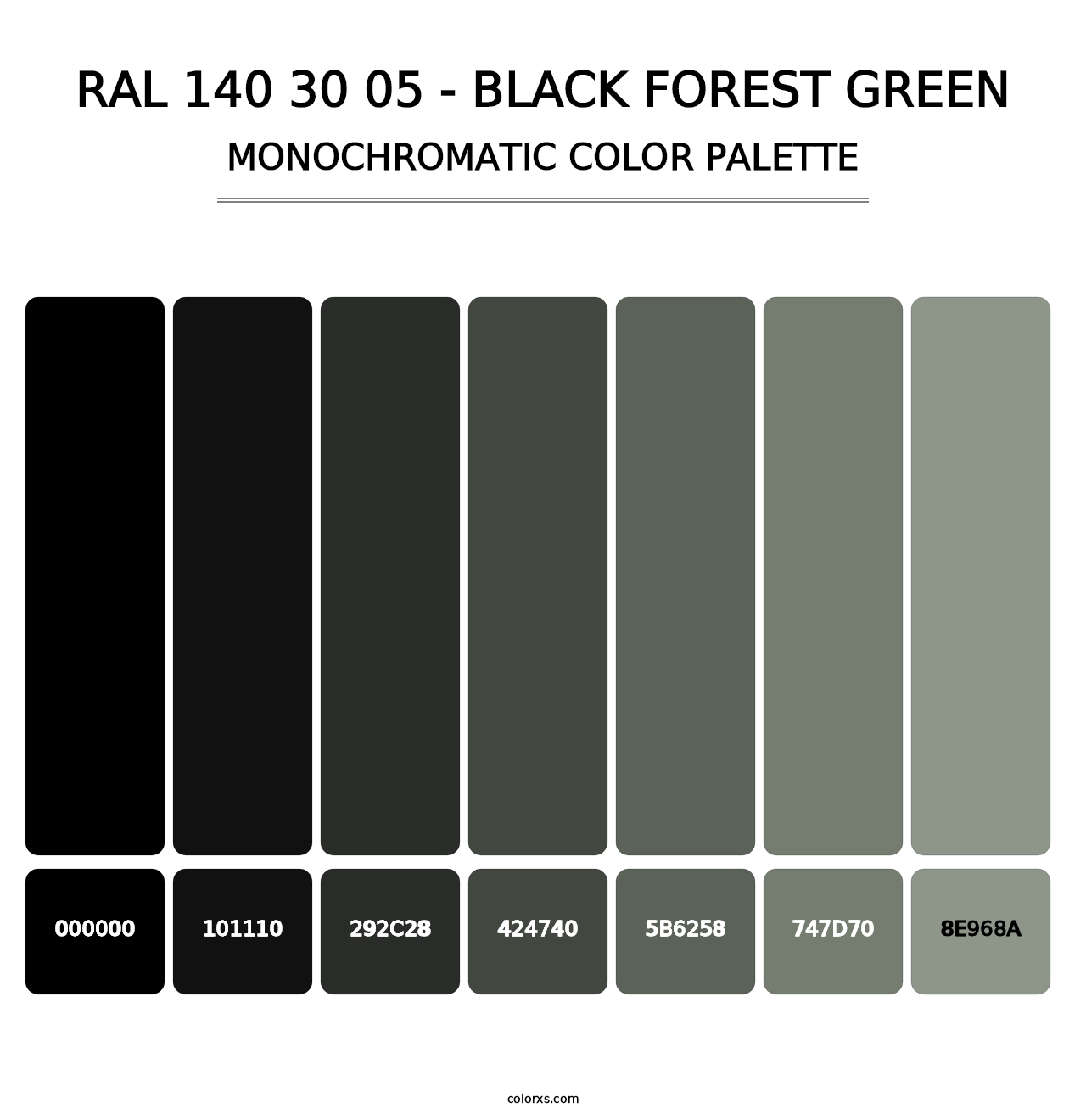 RAL 140 30 05 - Black Forest Green - Monochromatic Color Palette
