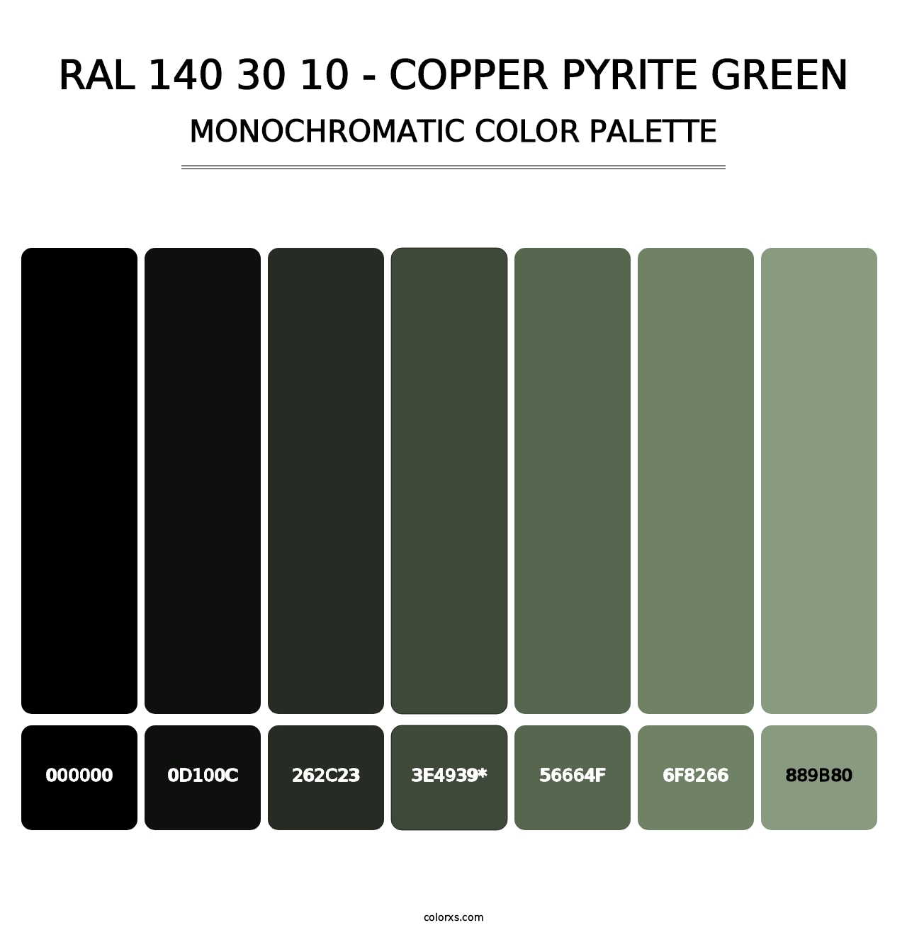 RAL 140 30 10 - Copper Pyrite Green - Monochromatic Color Palette