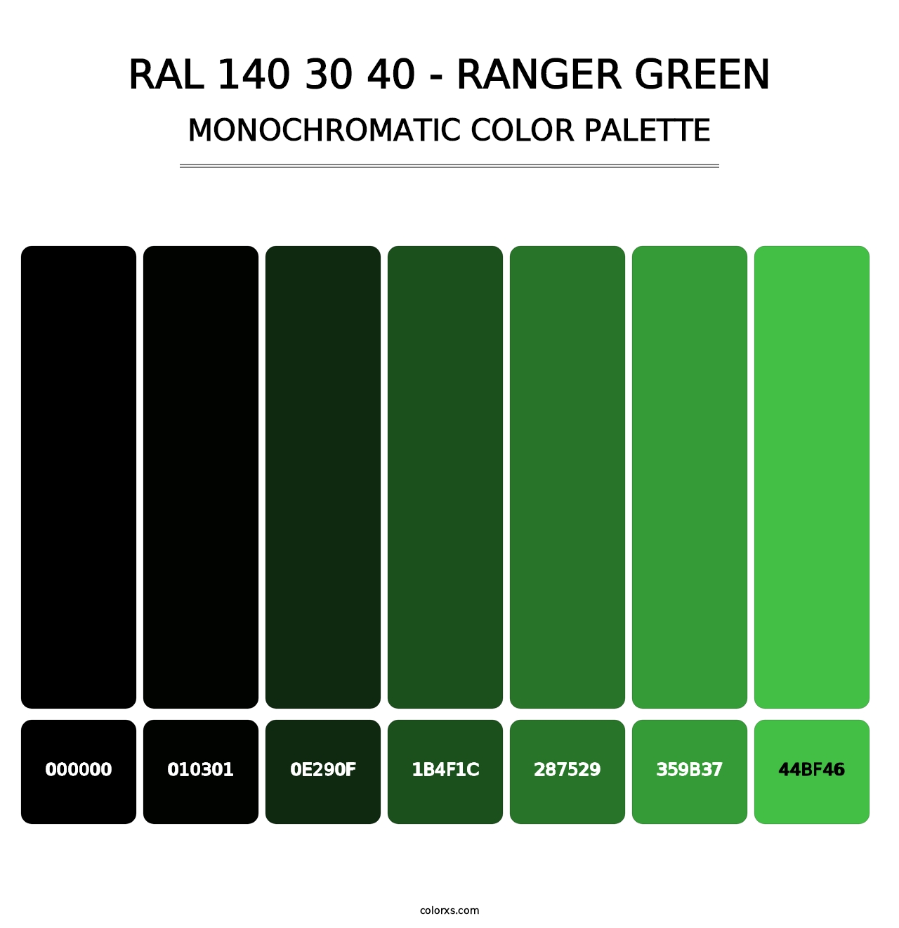 RAL 140 30 40 - Ranger Green - Monochromatic Color Palette