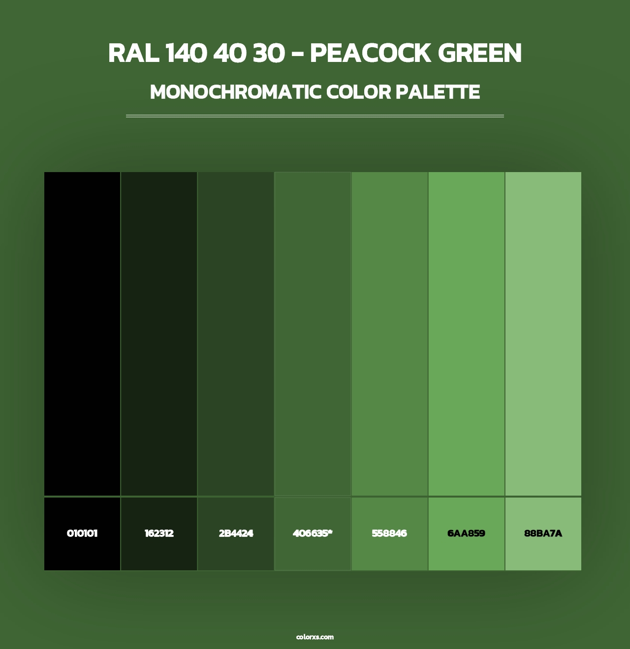 RAL 140 40 30 - Peacock Green - Monochromatic Color Palette