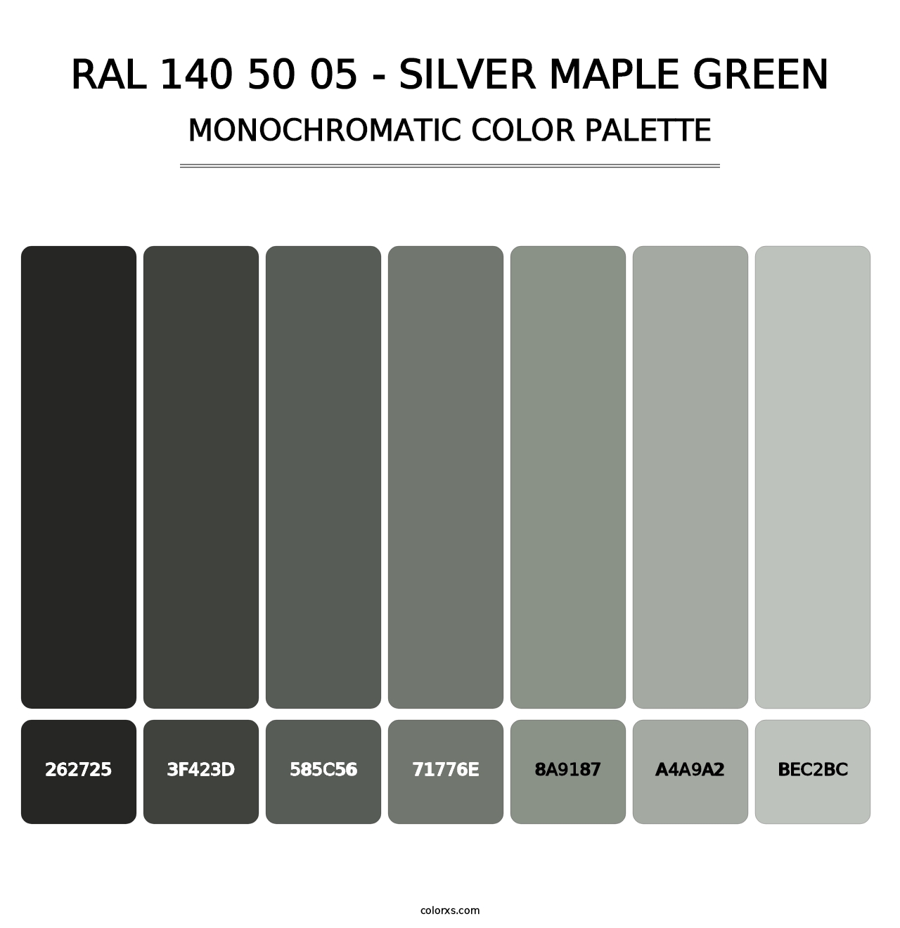 RAL 140 50 05 - Silver Maple Green - Monochromatic Color Palette