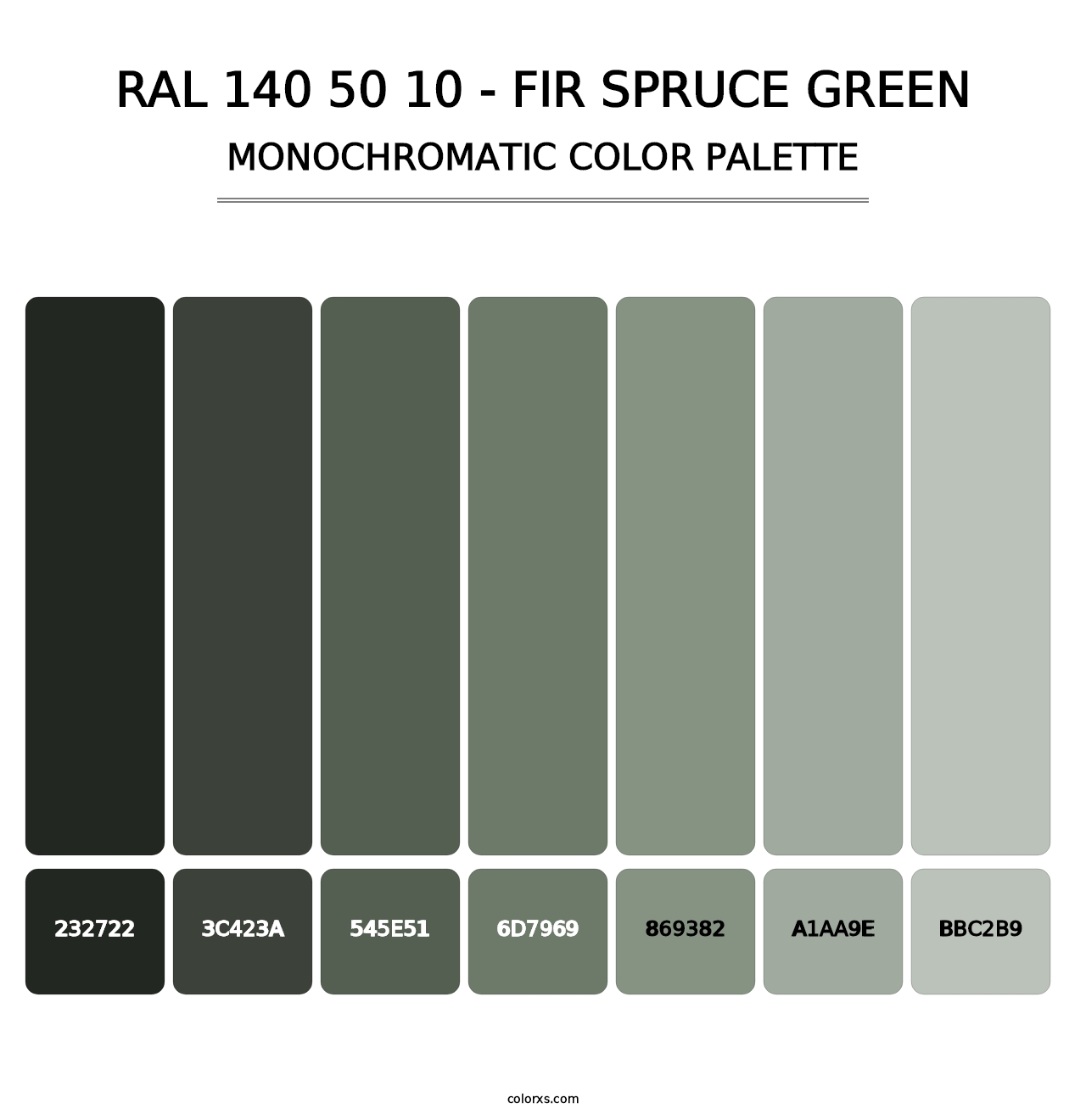 RAL 140 50 10 - Fir Spruce Green - Monochromatic Color Palette
