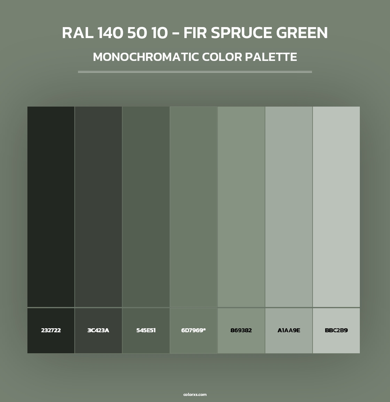 RAL 140 50 10 - Fir Spruce Green - Monochromatic Color Palette