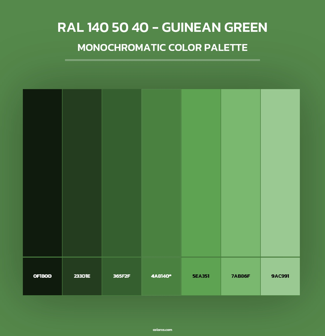 RAL 140 50 40 - Guinean Green - Monochromatic Color Palette