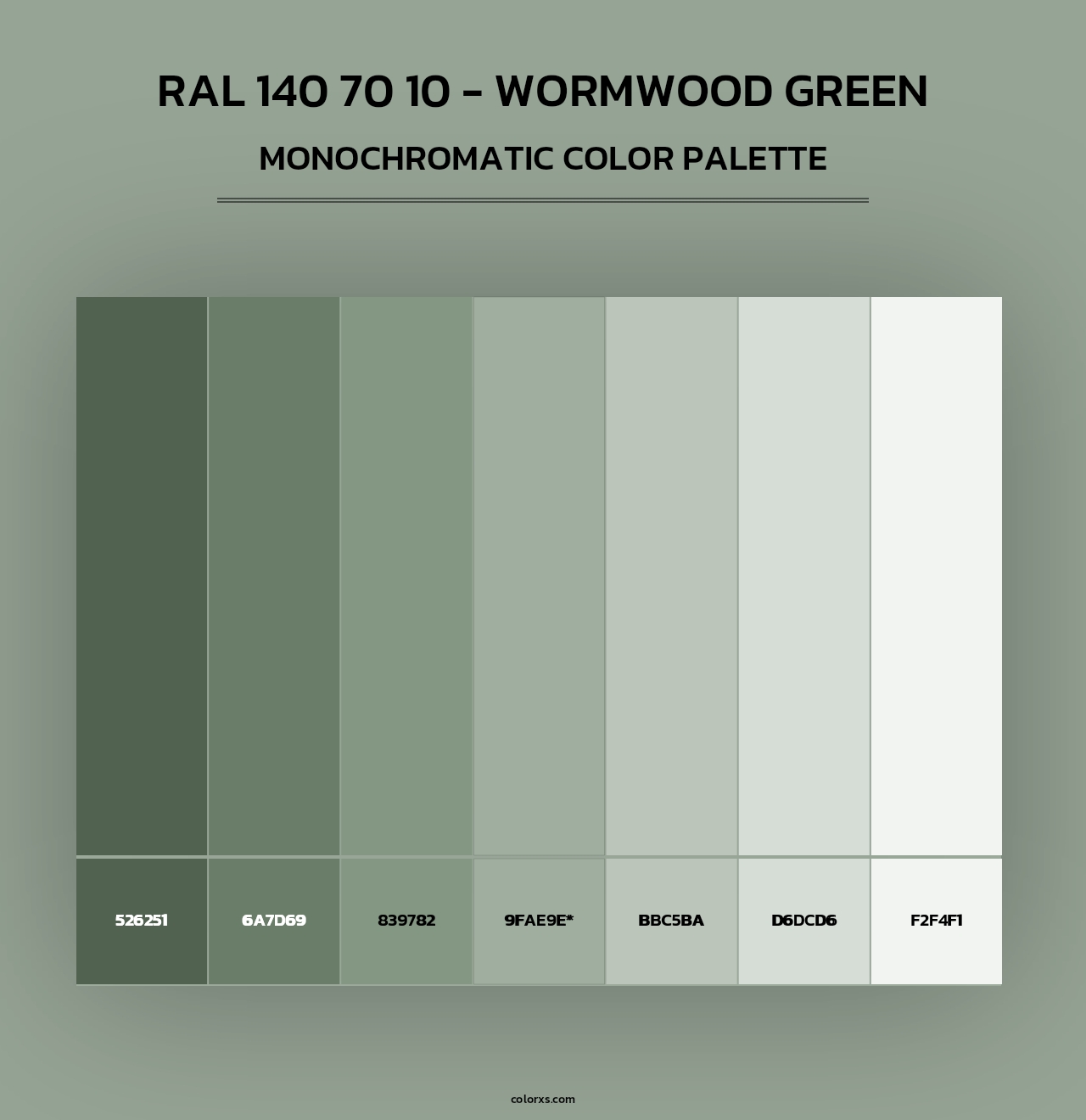 RAL 140 70 10 - Wormwood Green - Monochromatic Color Palette