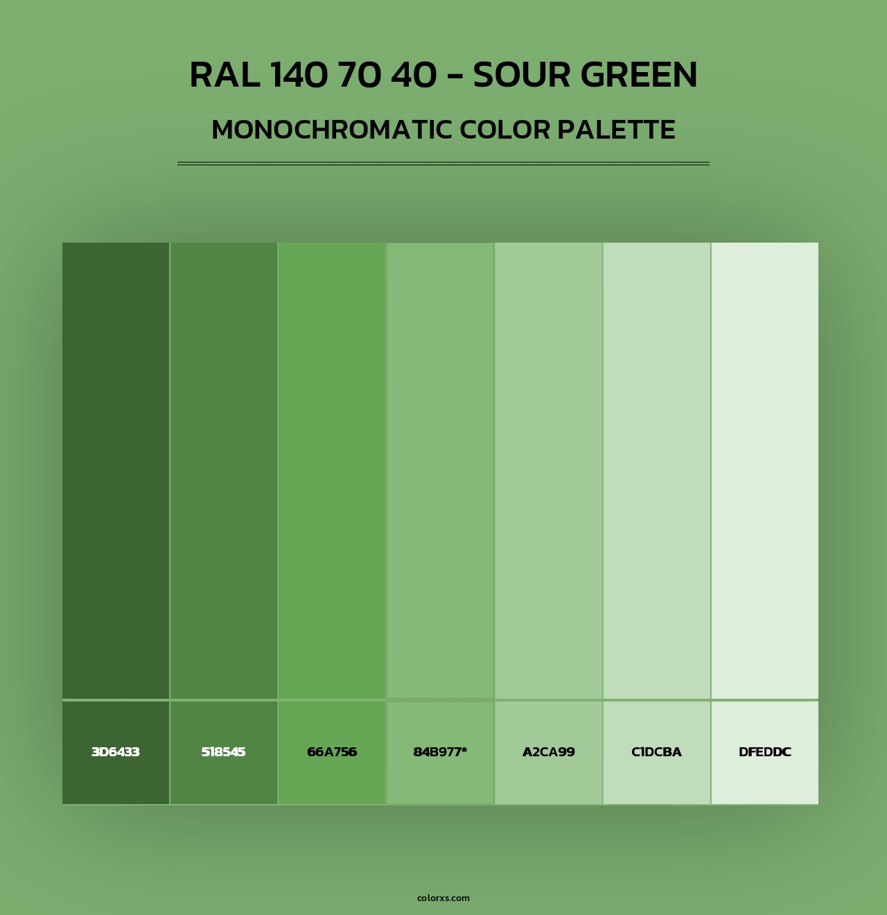 RAL 140 70 40 - Sour Green - Monochromatic Color Palette