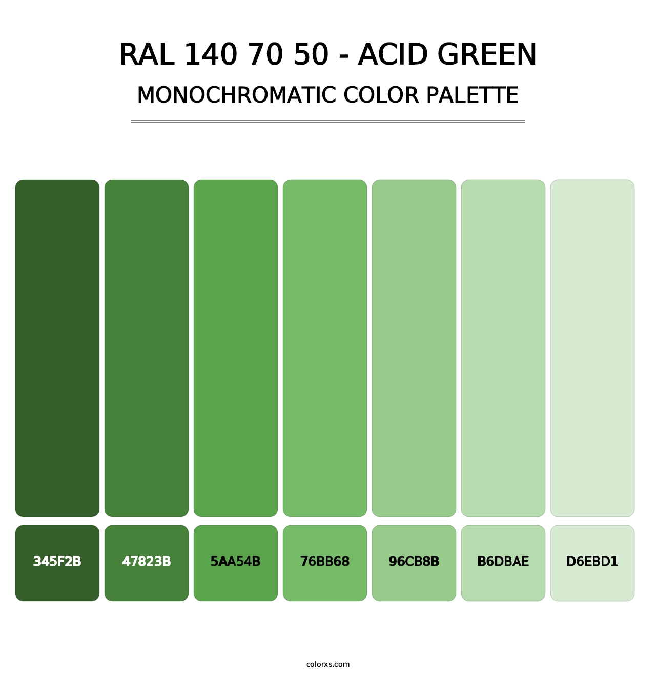 RAL 140 70 50 - Acid Green - Monochromatic Color Palette