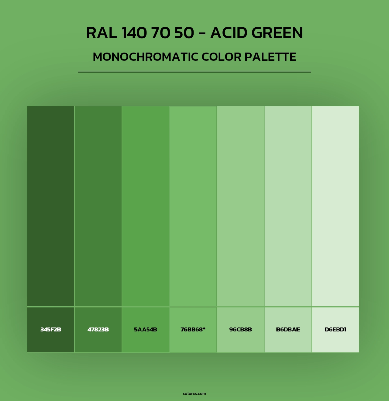RAL 140 70 50 - Acid Green - Monochromatic Color Palette