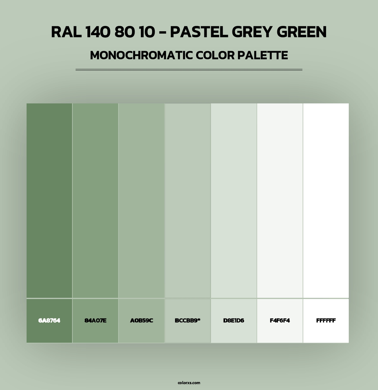 RAL 140 80 10 - Pastel Grey Green - Monochromatic Color Palette