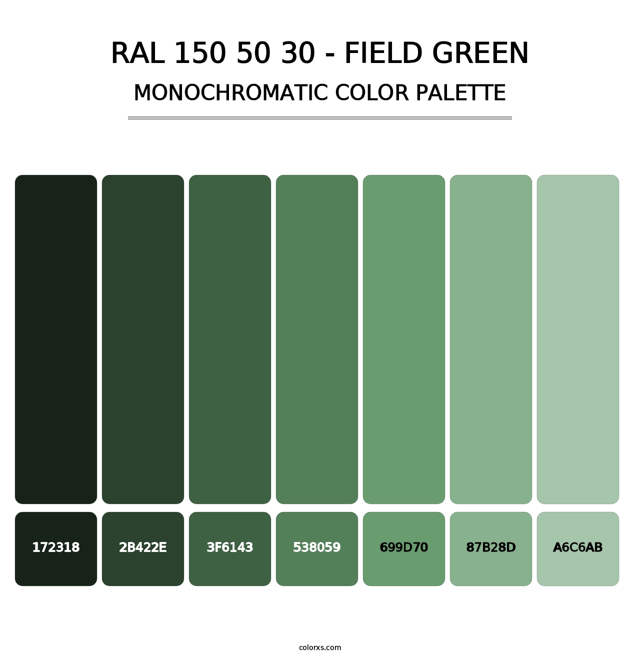 RAL 150 50 30 - Field Green - Monochromatic Color Palette
