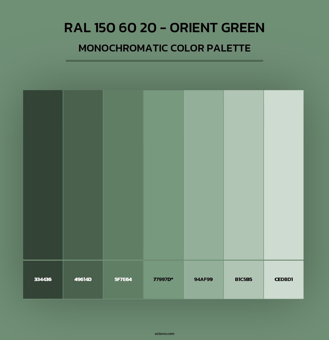 RAL 150 60 20 - Orient Green - Monochromatic Color Palette