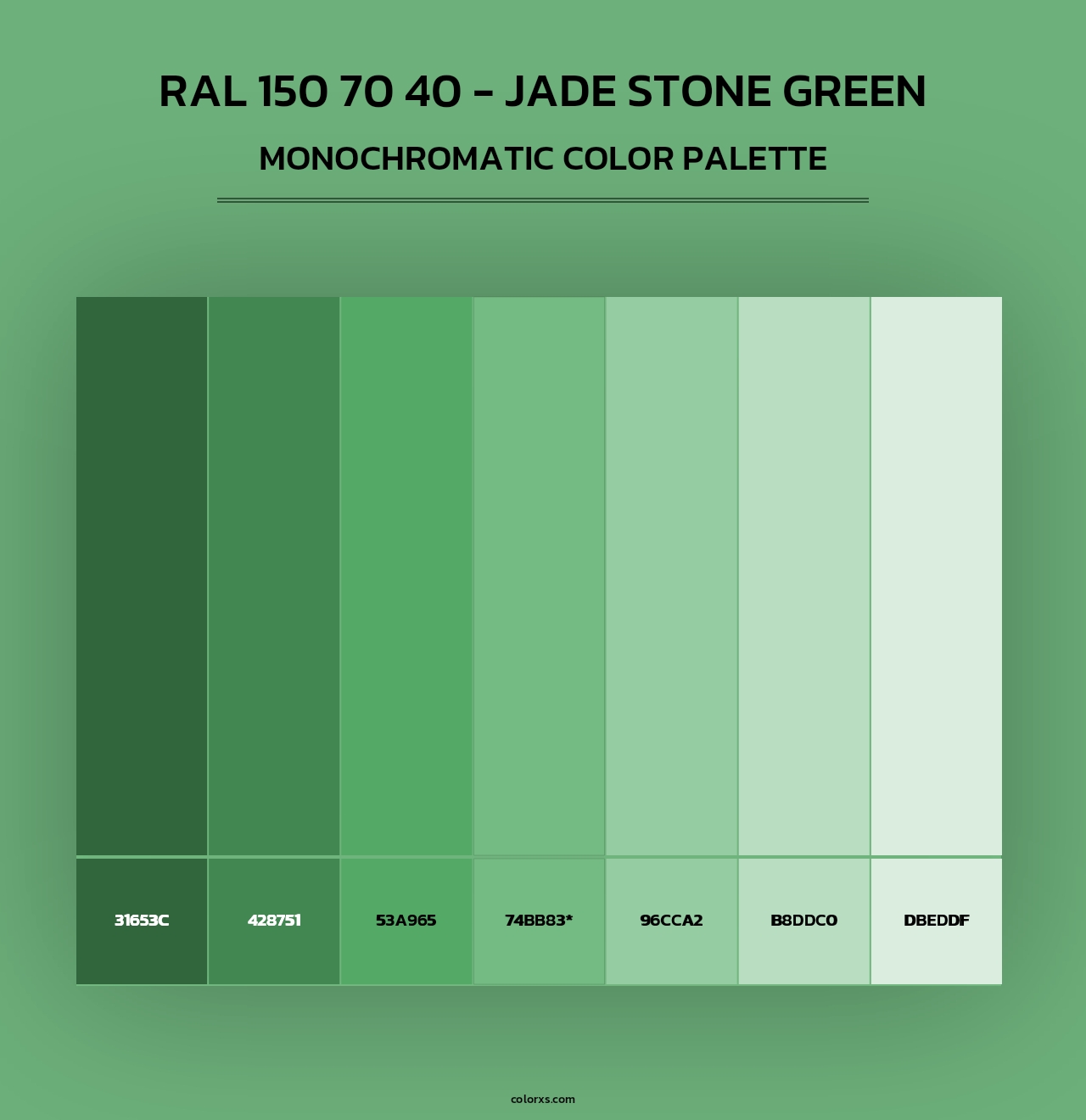 RAL 150 70 40 - Jade Stone Green - Monochromatic Color Palette