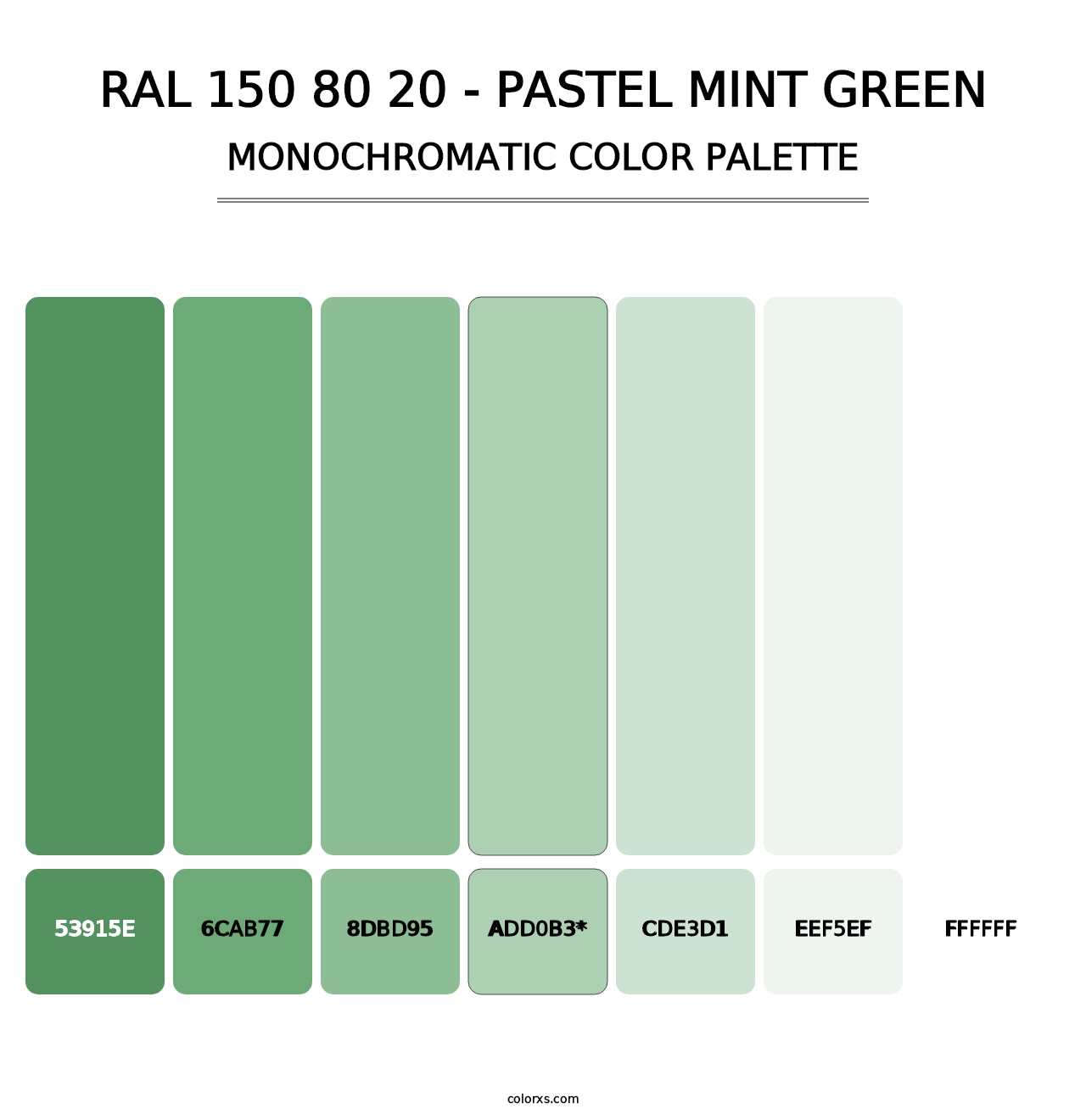 RAL 150 80 20 - Pastel Mint Green - Monochromatic Color Palette