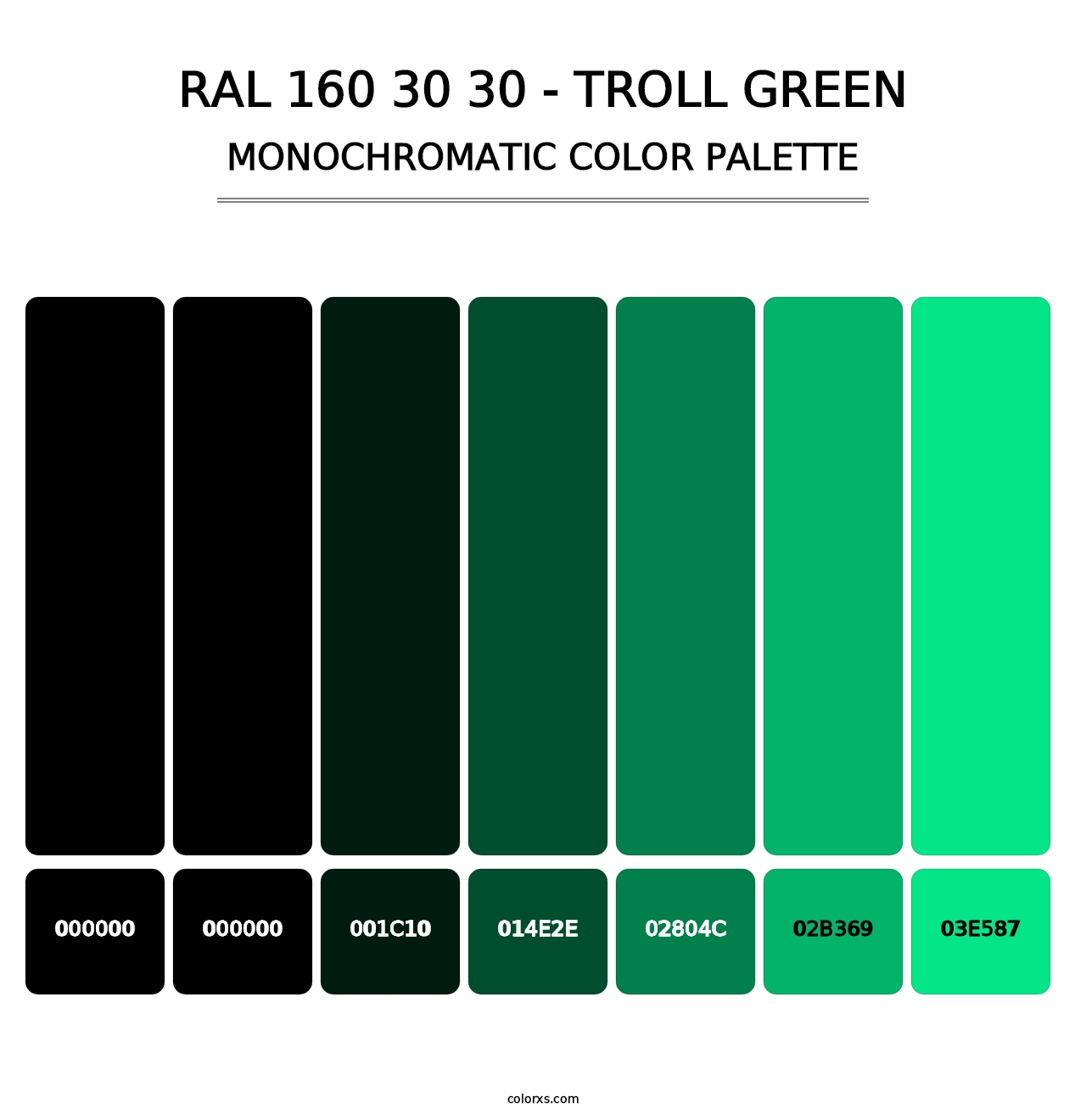 RAL 160 30 30 - Troll Green - Monochromatic Color Palette
