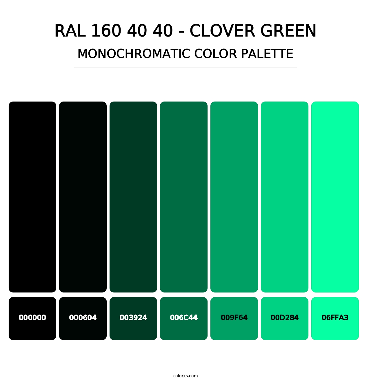 RAL 160 40 40 - Clover Green - Monochromatic Color Palette