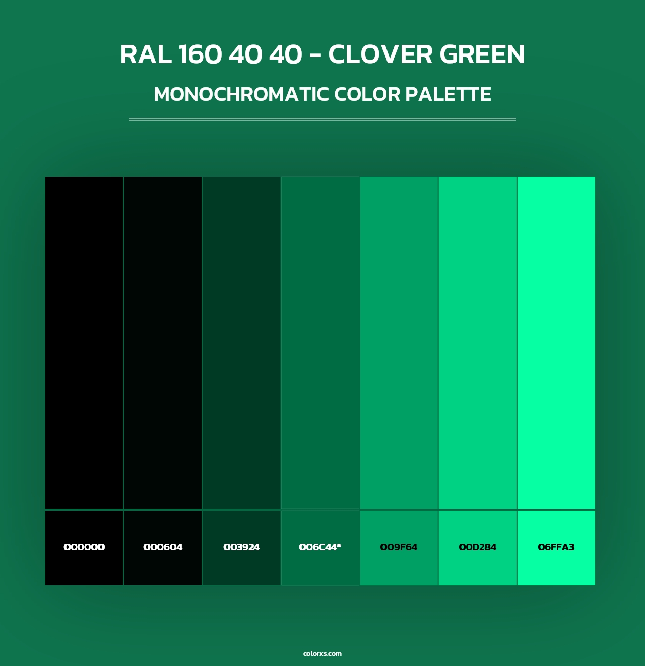 RAL 160 40 40 - Clover Green - Monochromatic Color Palette