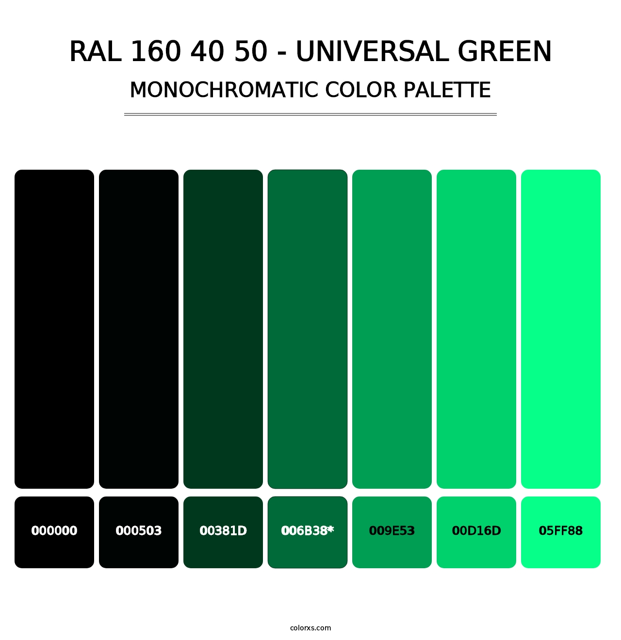 RAL 160 40 50 - Universal Green - Monochromatic Color Palette