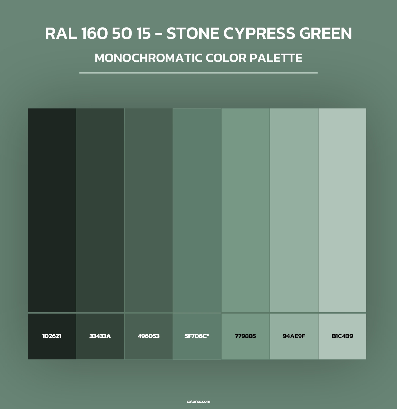 RAL 160 50 15 - Stone Cypress Green - Monochromatic Color Palette