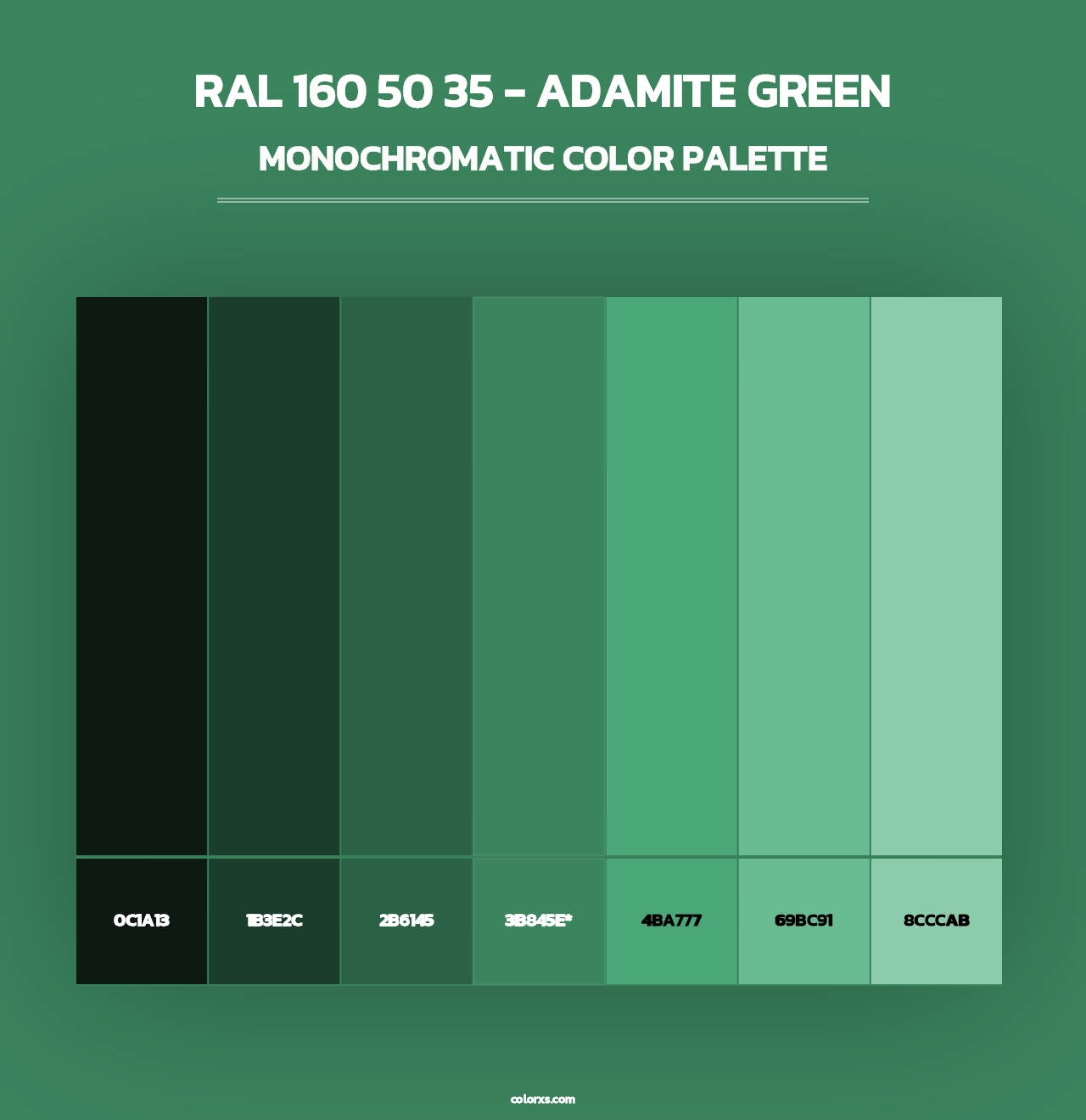 RAL 160 50 35 - Adamite Green - Monochromatic Color Palette