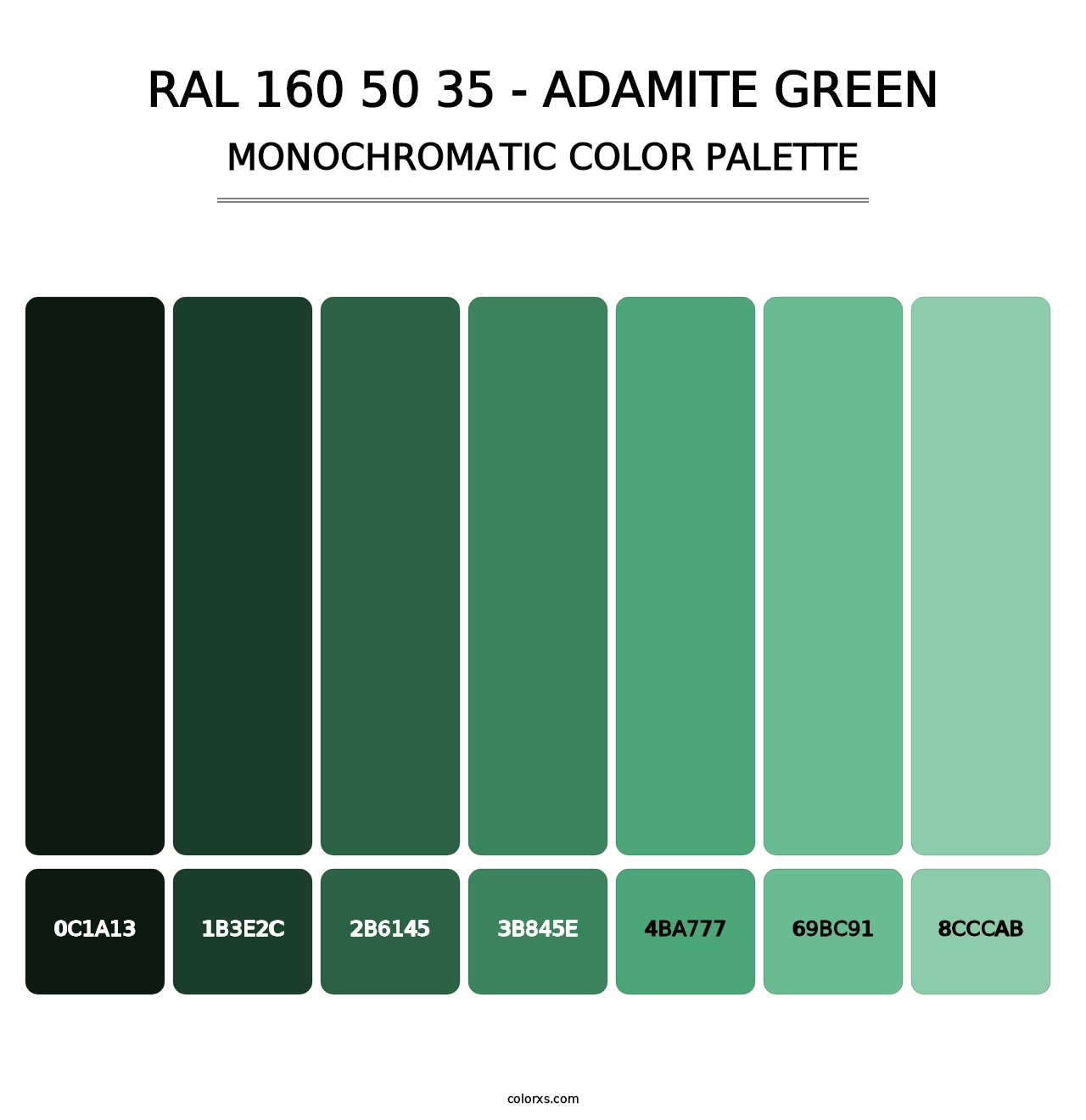 RAL 160 50 35 - Adamite Green - Monochromatic Color Palette