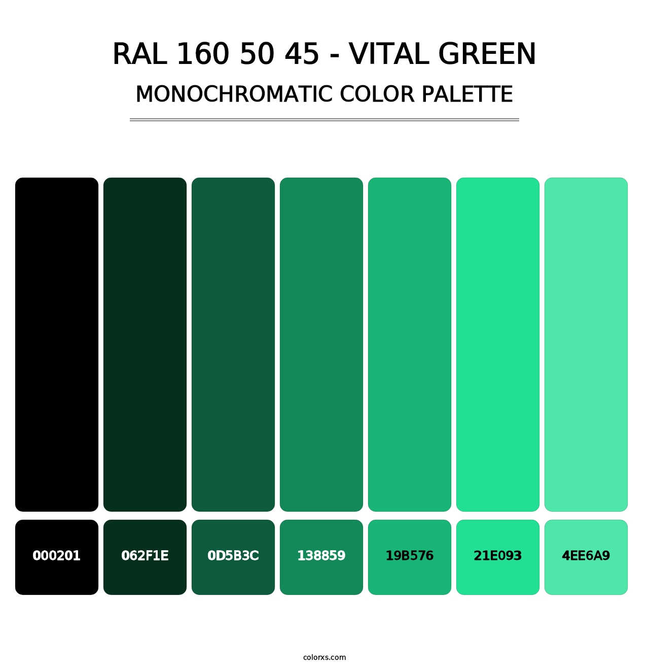 RAL 160 50 45 - Vital Green - Monochromatic Color Palette