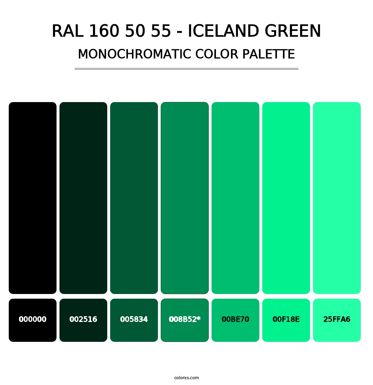 RAL 160 50 55 - Iceland Green - Monochromatic Color Palette