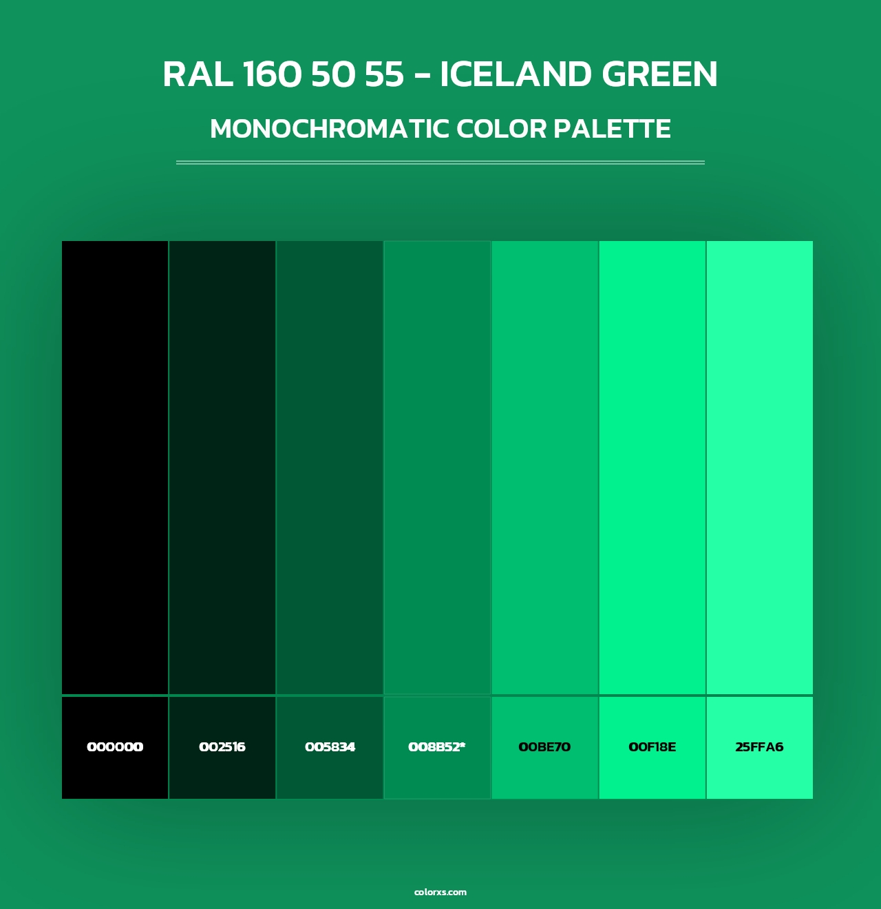 RAL 160 50 55 - Iceland Green - Monochromatic Color Palette