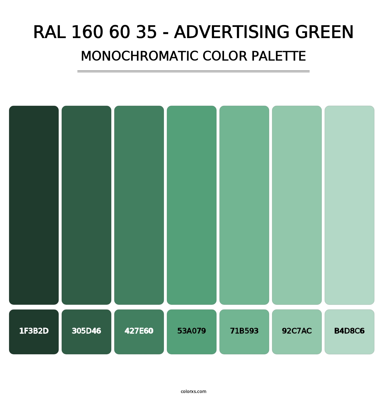 RAL 160 60 35 - Advertising Green - Monochromatic Color Palette