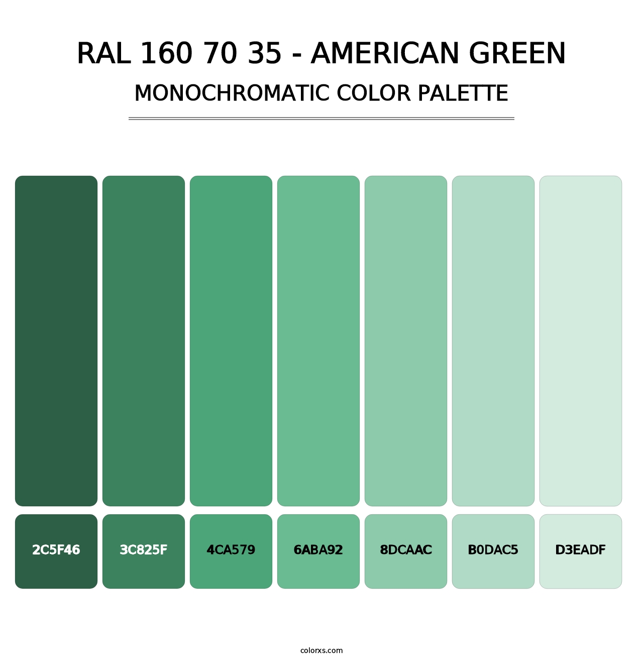 RAL 160 70 35 - American Green - Monochromatic Color Palette