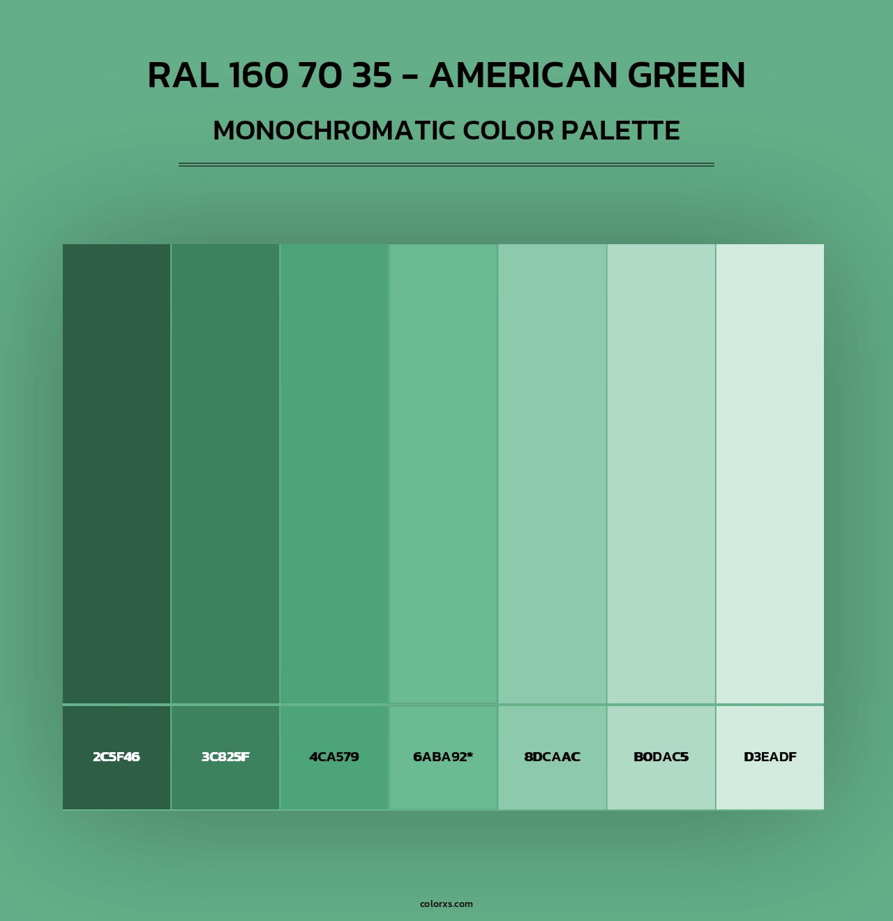 RAL 160 70 35 - American Green - Monochromatic Color Palette
