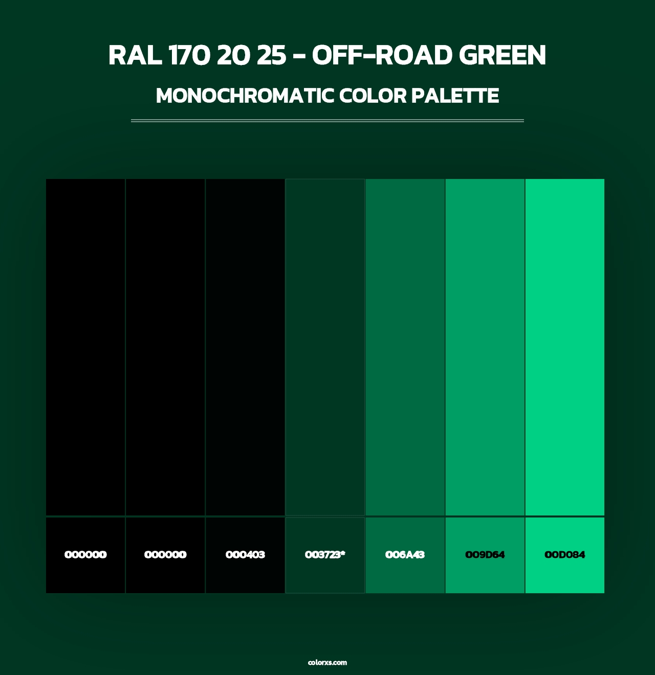 RAL 170 20 25 - Off-Road Green - Monochromatic Color Palette