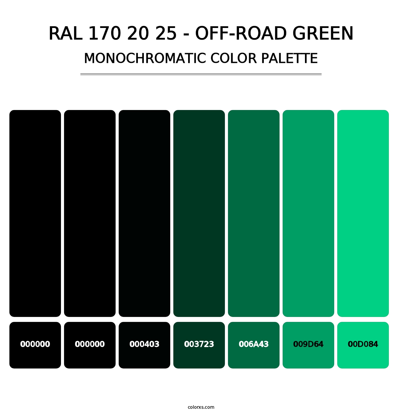 RAL 170 20 25 - Off-Road Green - Monochromatic Color Palette