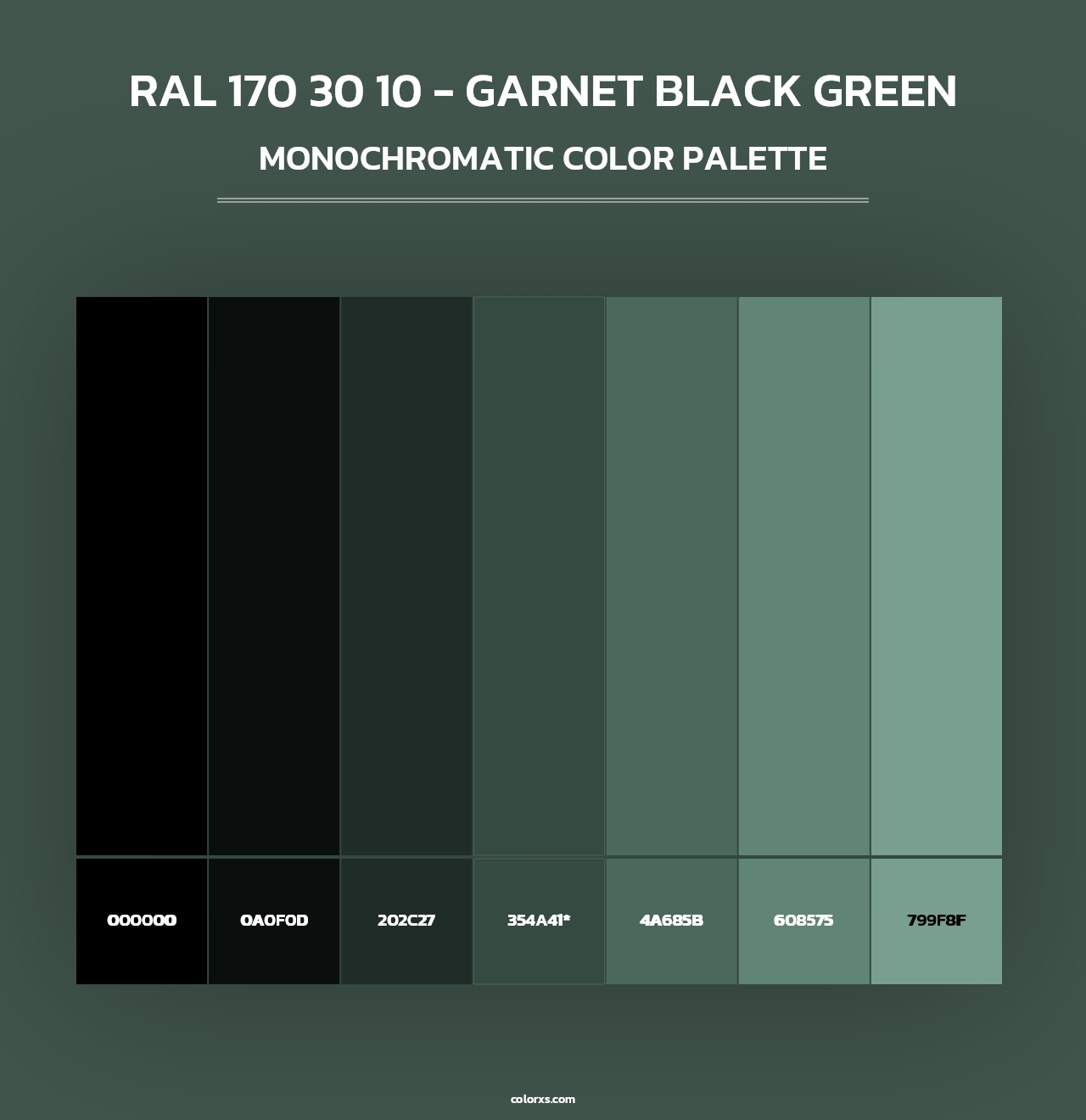 RAL 170 30 10 - Garnet Black Green - Monochromatic Color Palette