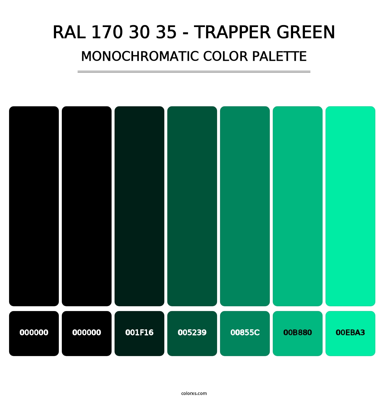 RAL 170 30 35 - Trapper Green - Monochromatic Color Palette