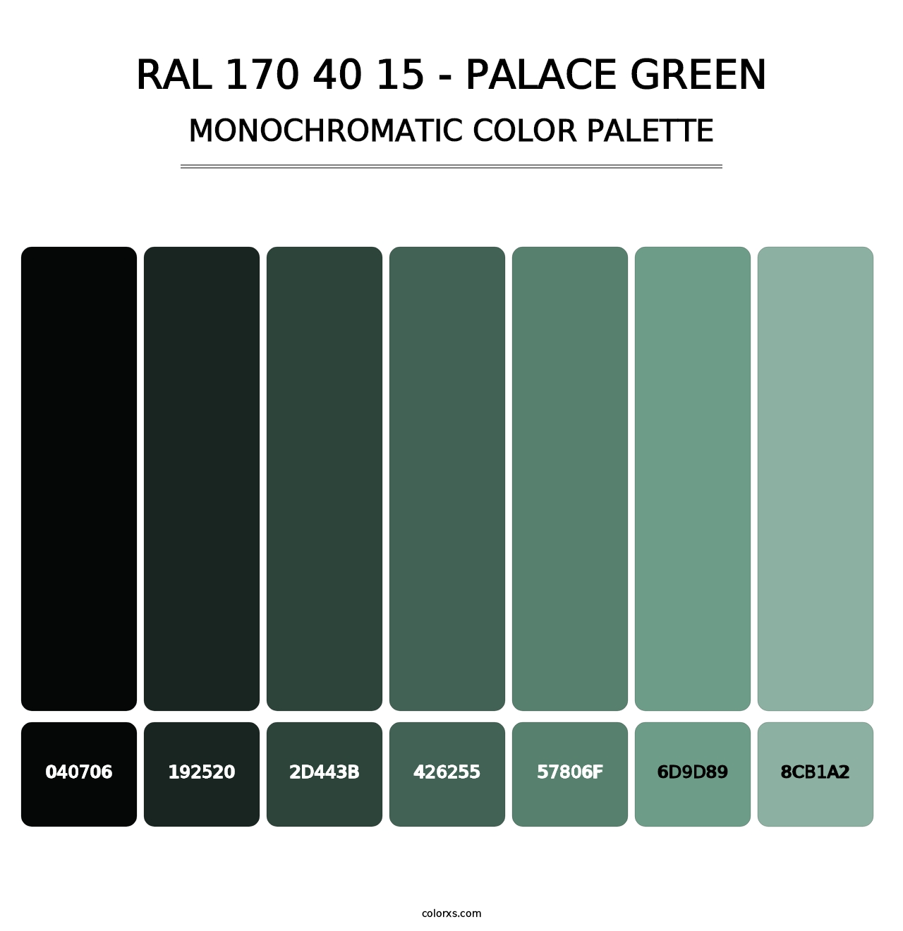 RAL 170 40 15 - Palace Green - Monochromatic Color Palette