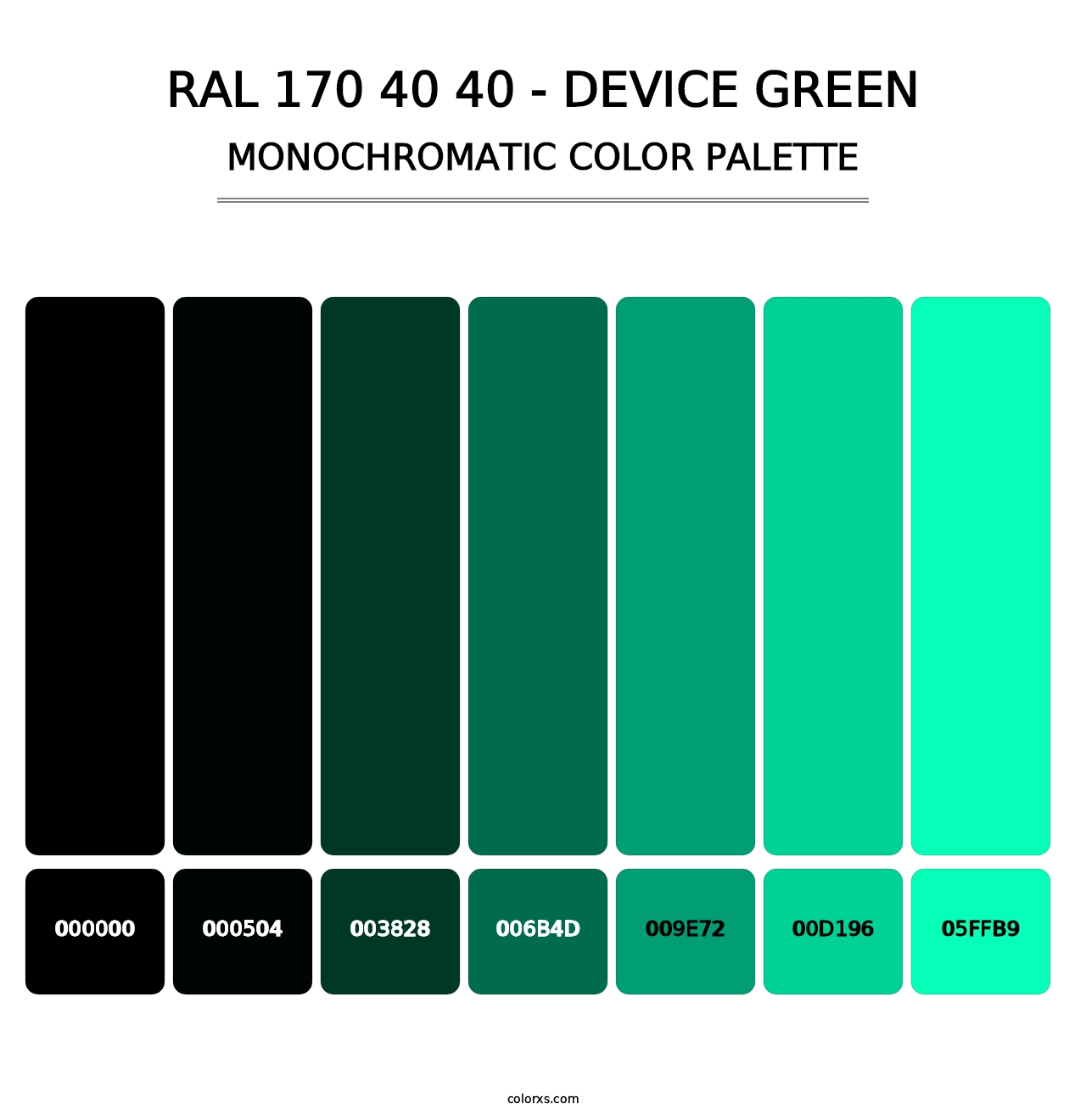 RAL 170 40 40 - Device Green - Monochromatic Color Palette